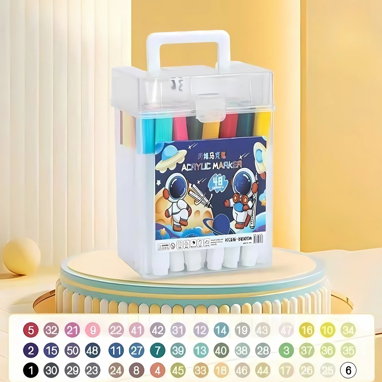 48-Color Acrylic Marker Set – With Carrying Case