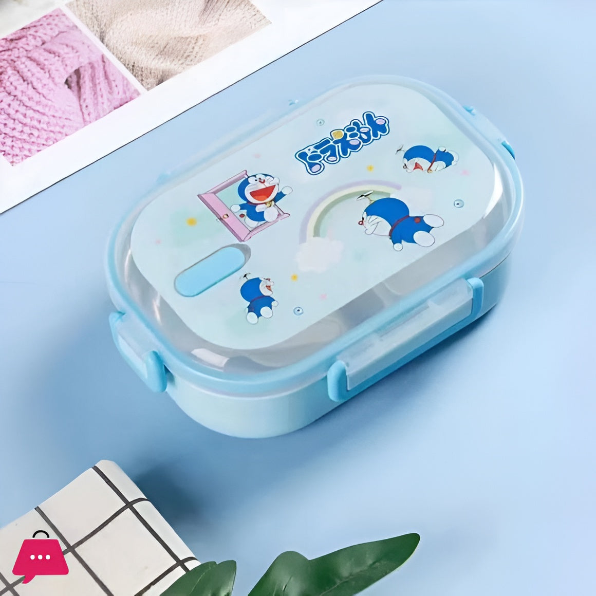 Premium Lunch Box with Double Compartments & Cutlery Set