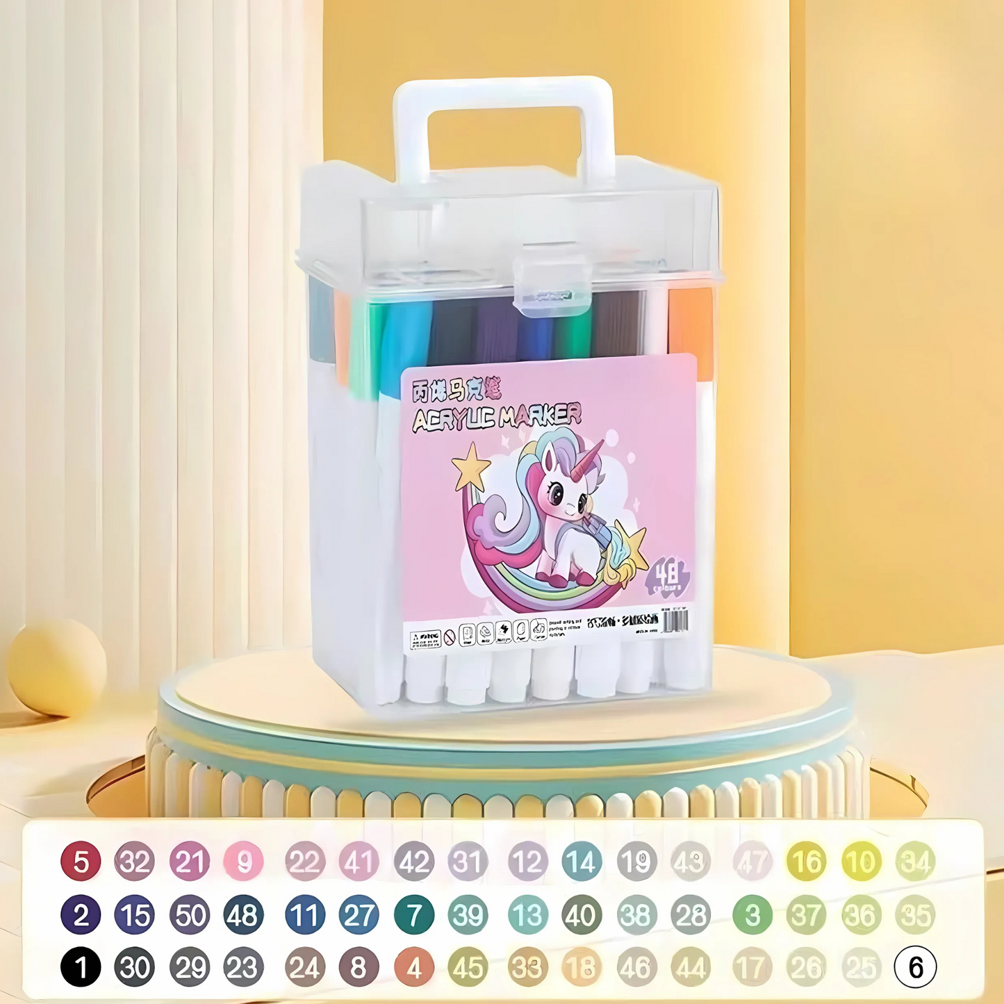 48-Color Acrylic Marker Set – With Carrying Case