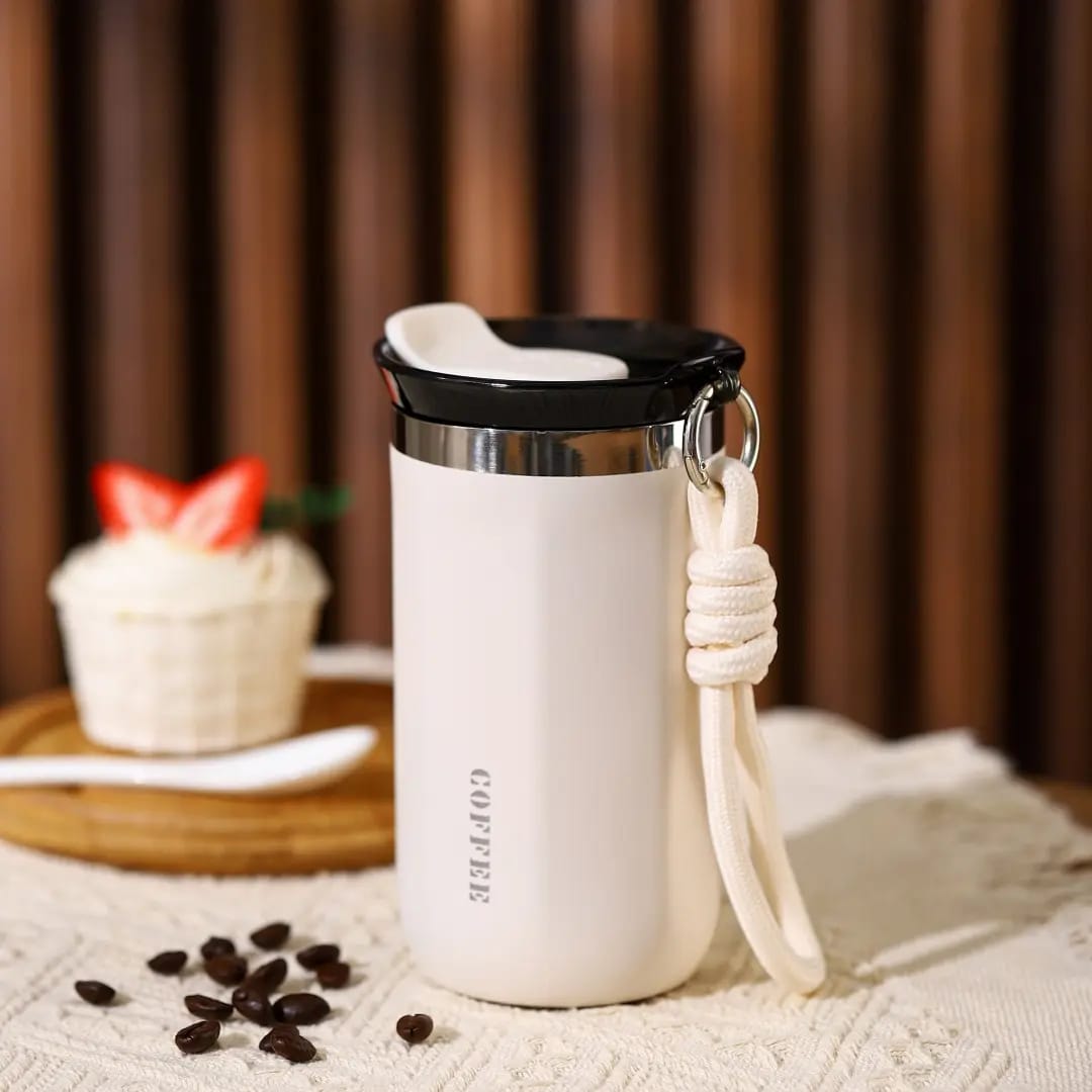 Rope Handle Thermal Travel Mug – 500ml Stainless Steel