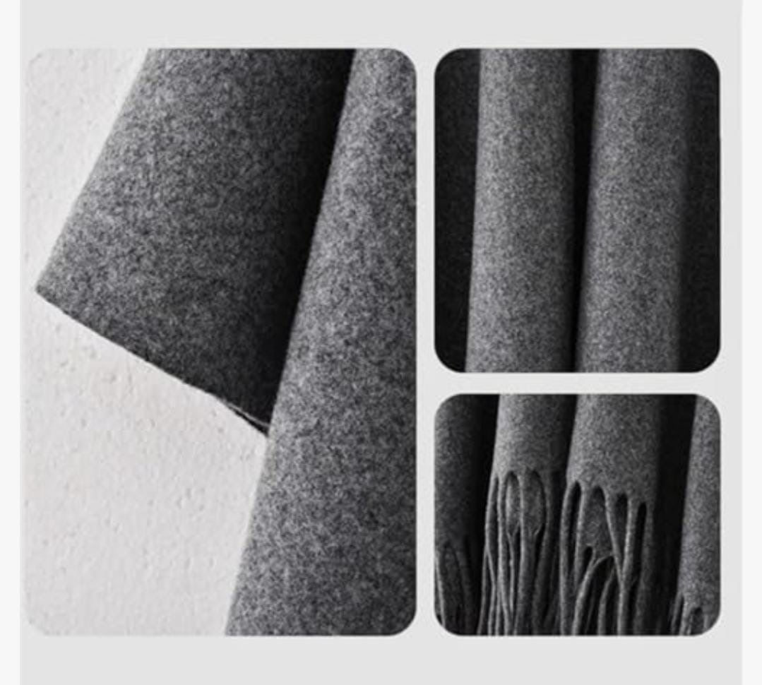 A minimalist solid-grey poncho/cape shawl