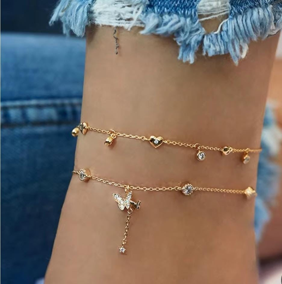 Luxury Gold Butterfly Anklet Set