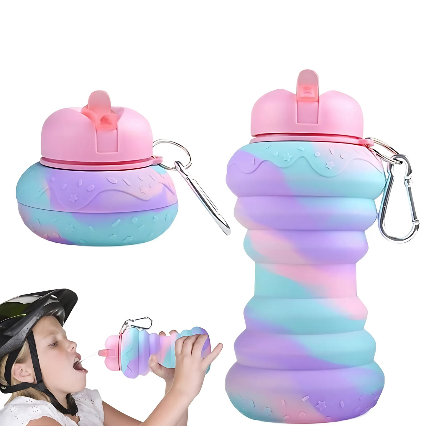 FlexiSip Collapsible Silicone Water Bottle – Rainbow