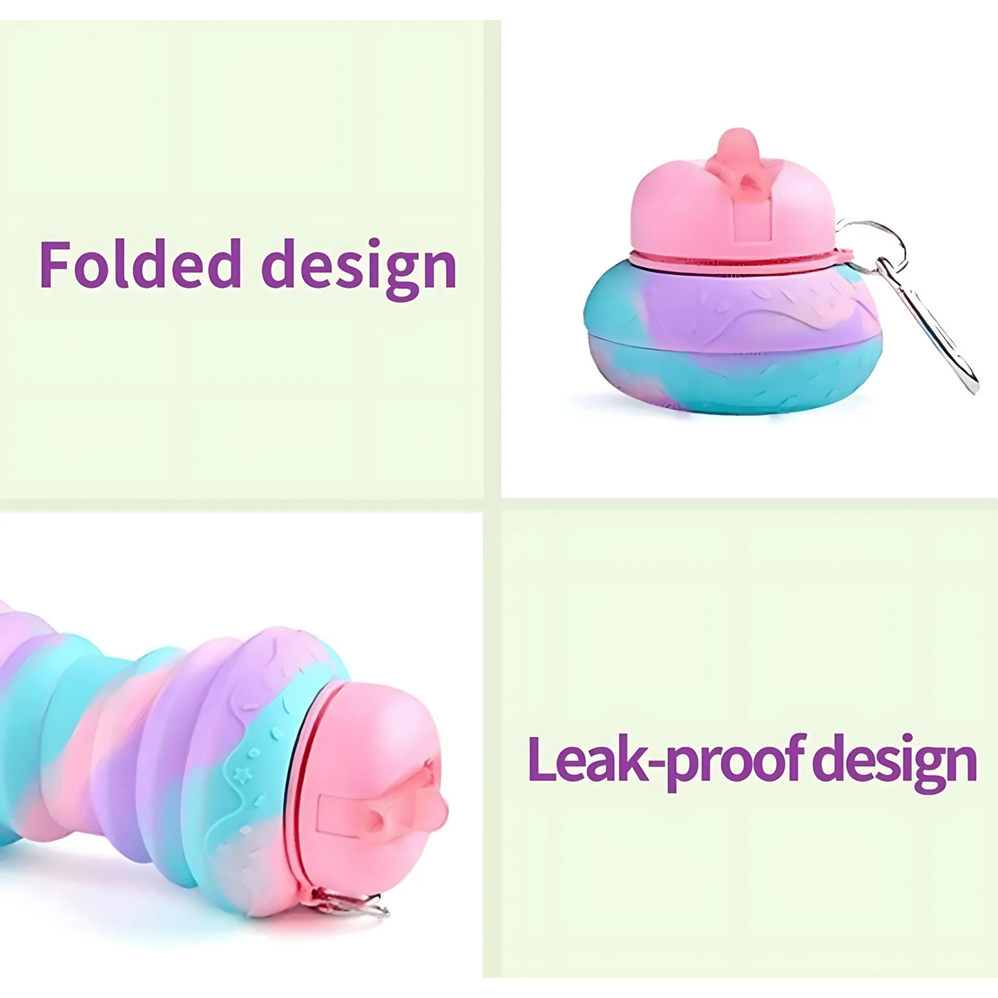 FlexiSip Collapsible Silicone Water Bottle – Rainbow