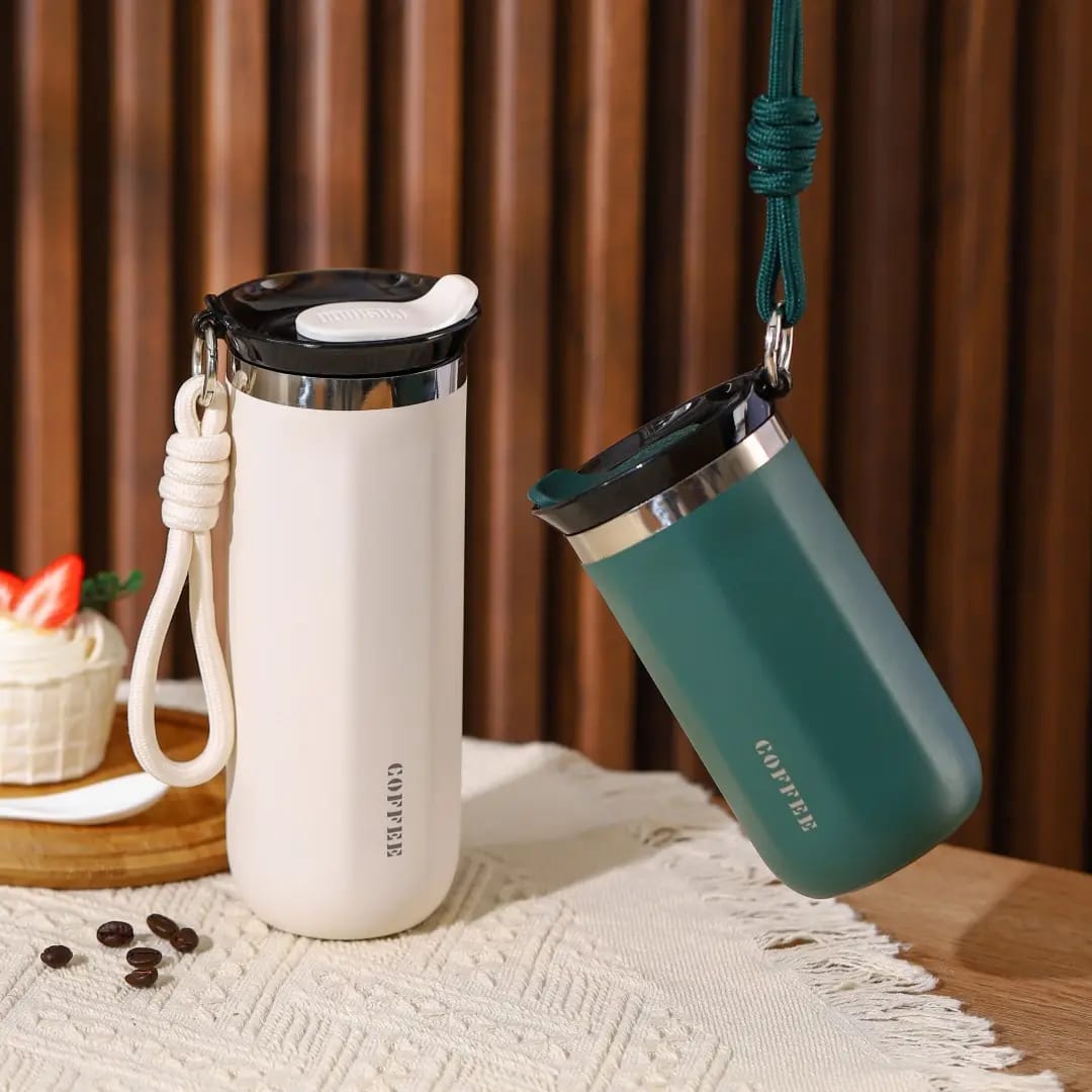 Rope Handle Thermal Travel Mug – 500ml Stainless Steel