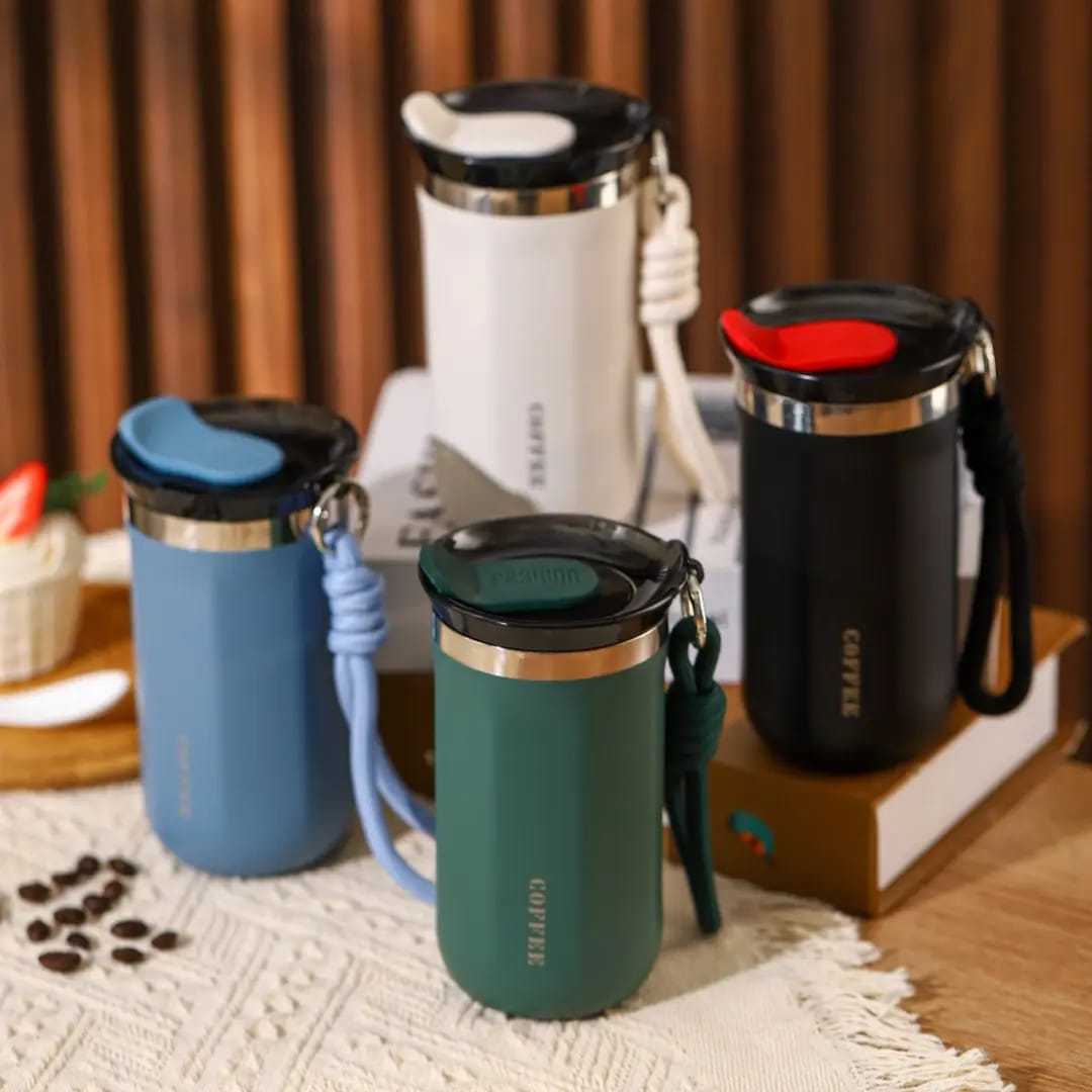 Rope Handle Thermal Travel Mug – 500ml Stainless Steel