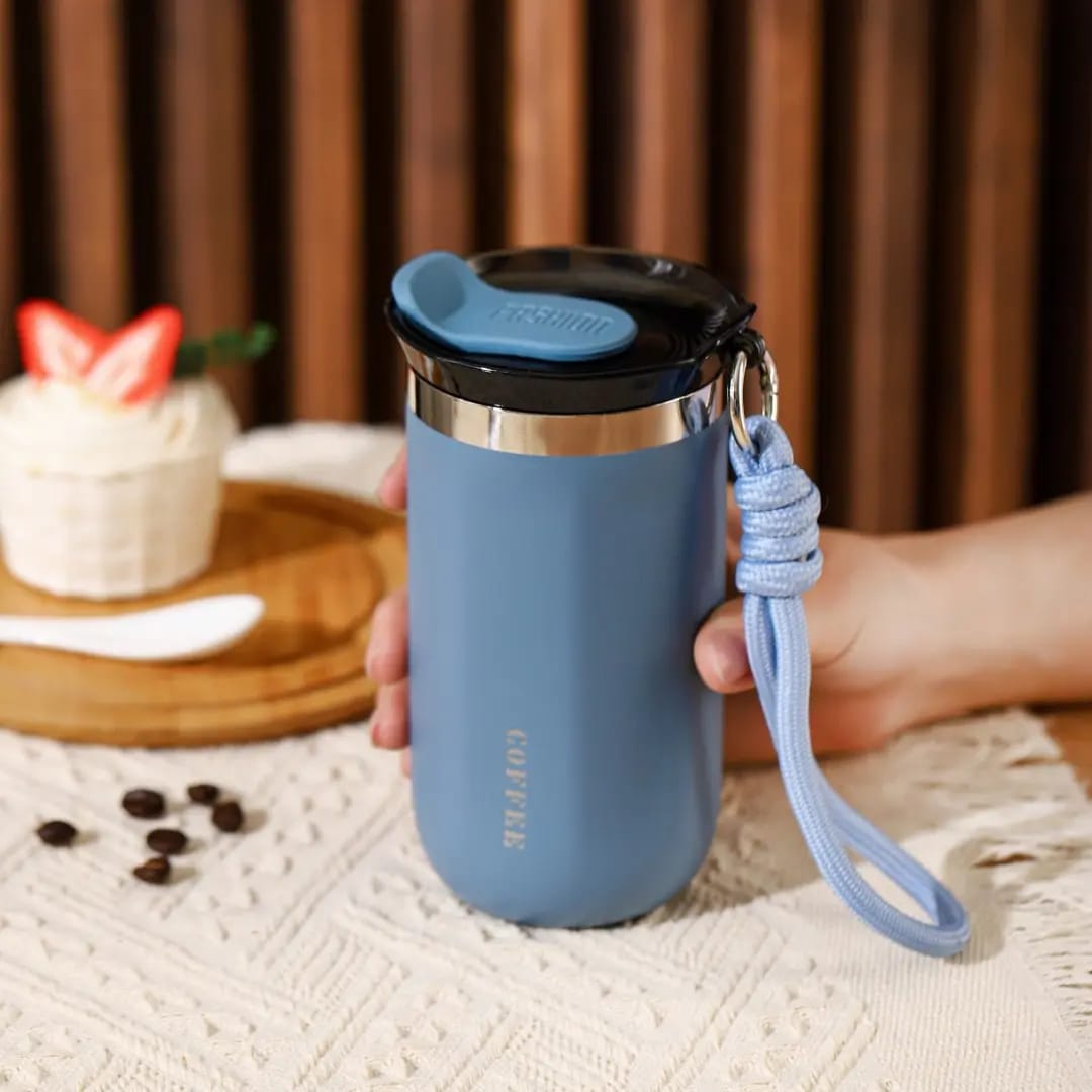 Rope Handle Thermal Travel Mug – 500ml Stainless Steel