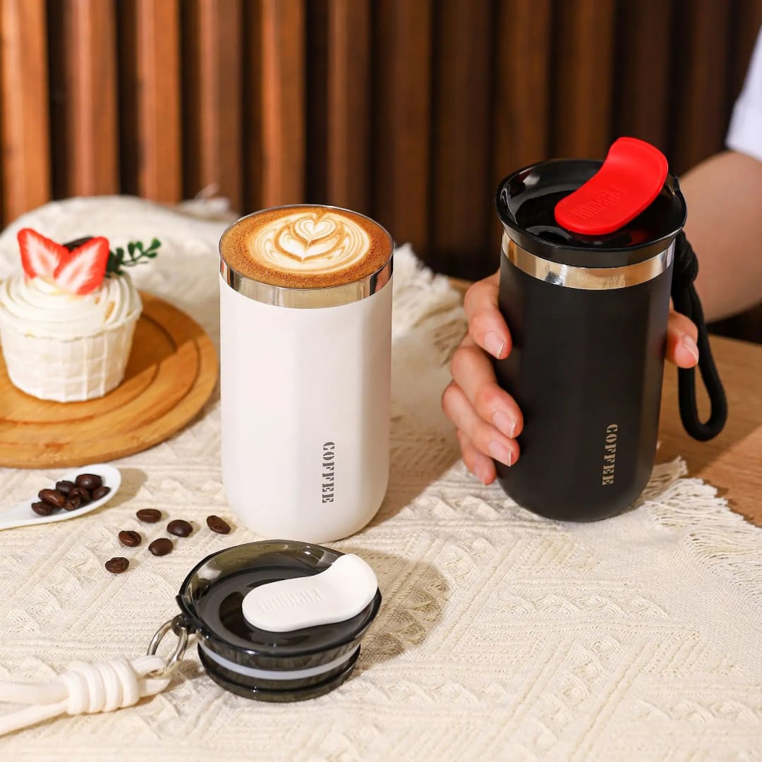 Rope Handle Thermal Travel Mug – 500ml Stainless Steel
