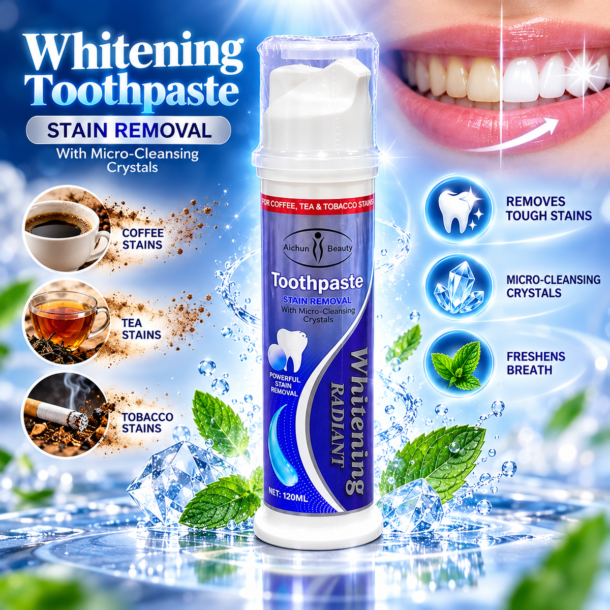 Aichun Beauty Whitening Radiant Toothpaste – 120ml