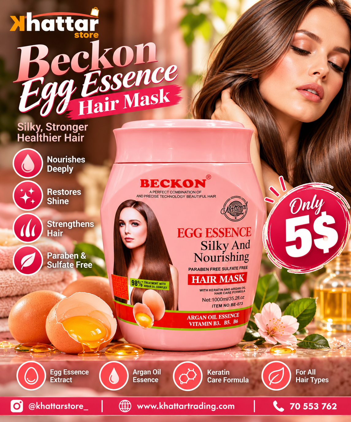 BECKON Egg Essence Silky & Nourishing Hair Mask – 1000ml