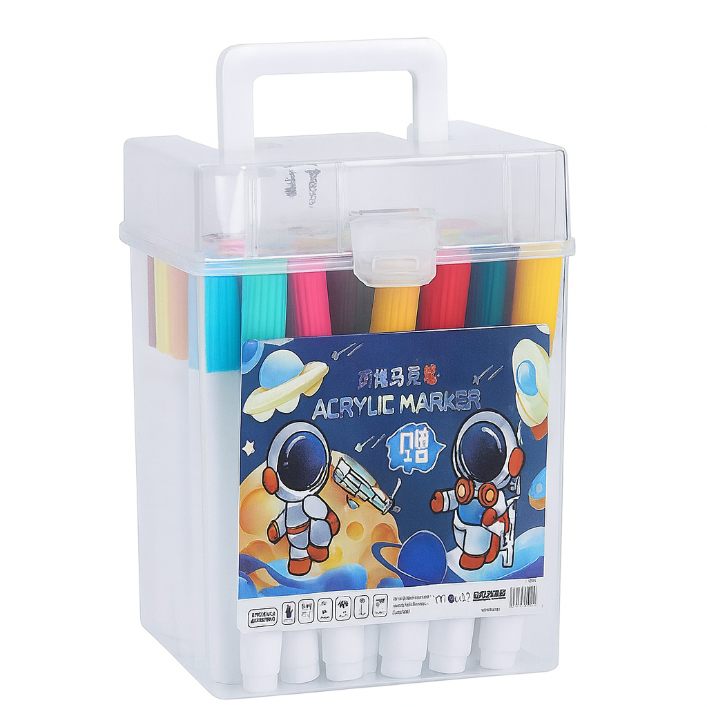 48-Color Acrylic Marker Set – With Carrying Case