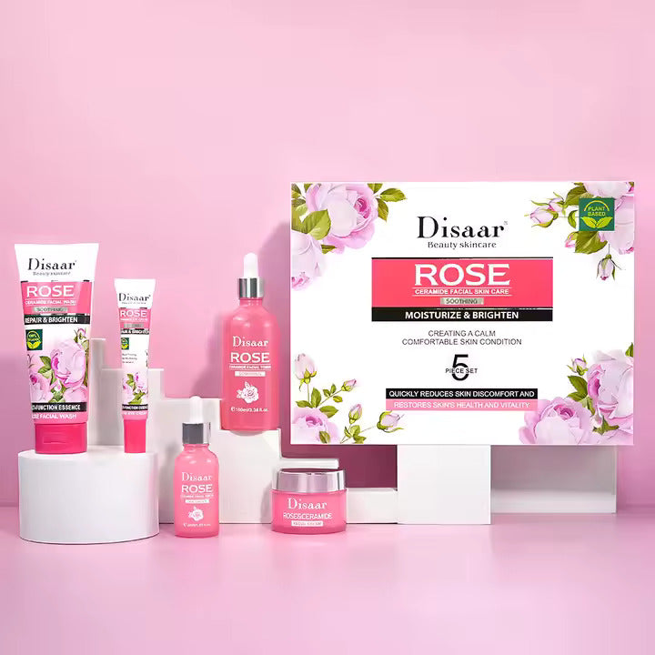 Disaar Rose Skin Care Set 5-in-1 Moisturizing & Brightening Facial Care Kit