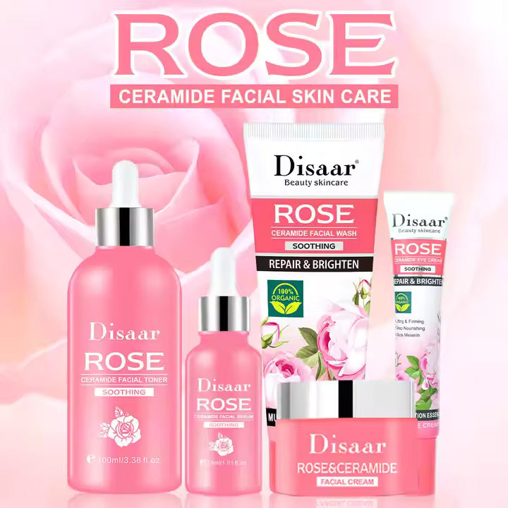 Disaar Rose Skin Care Set 5-in-1 Moisturizing & Brightening Facial Care Kit