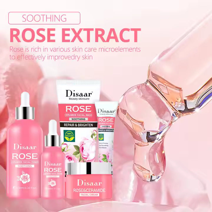 Disaar Rose Skin Care Set 5-in-1 Moisturizing & Brightening Facial Care Kit