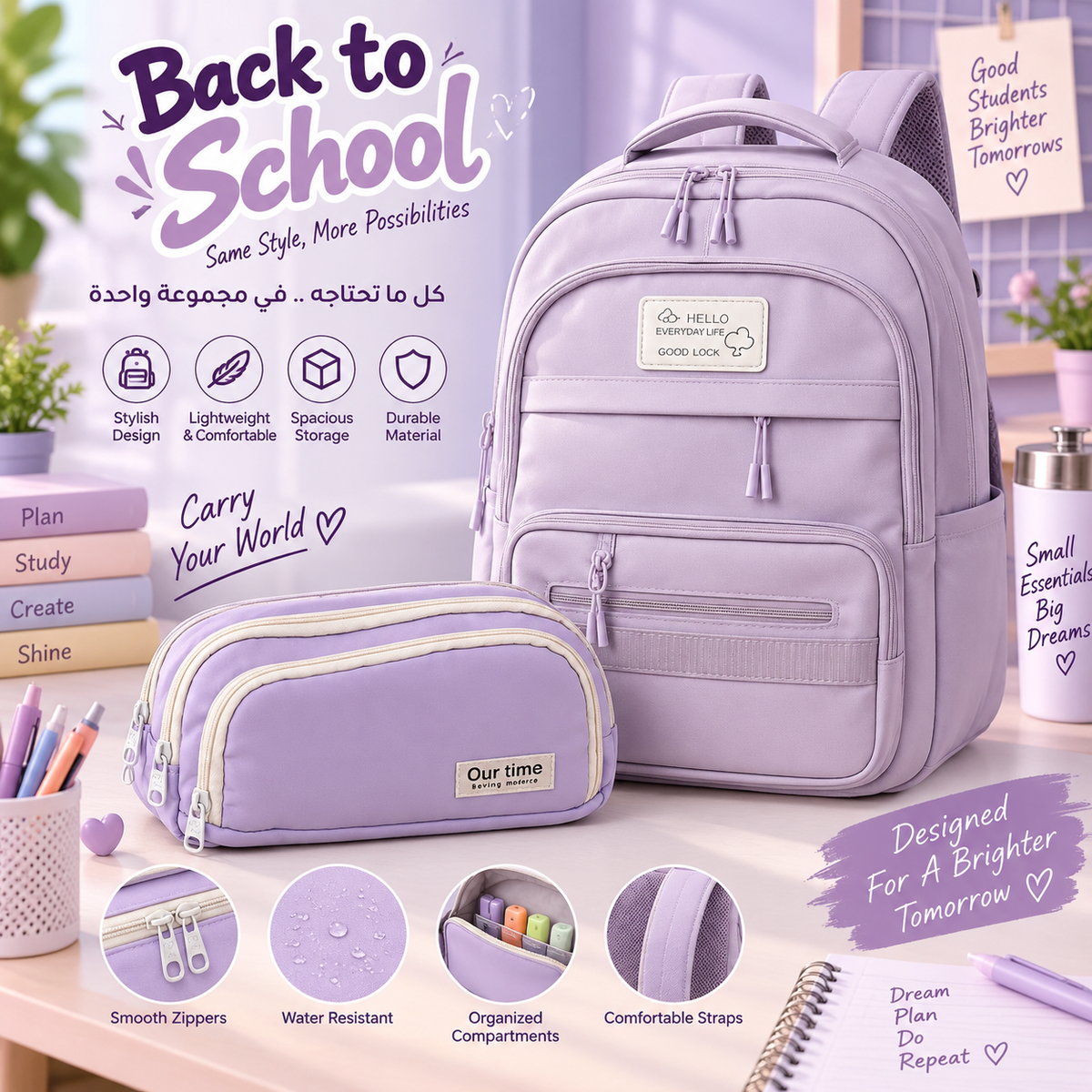 School Backpack & Pencil Case Set