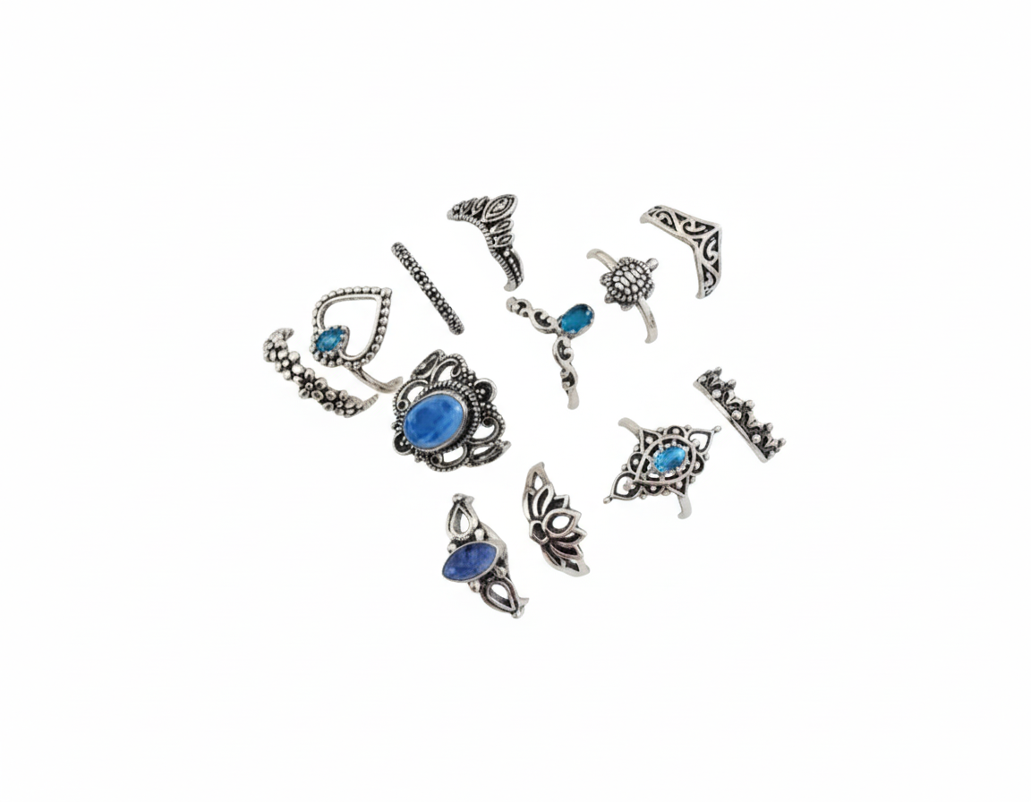 Blue and Silver Ring Collection