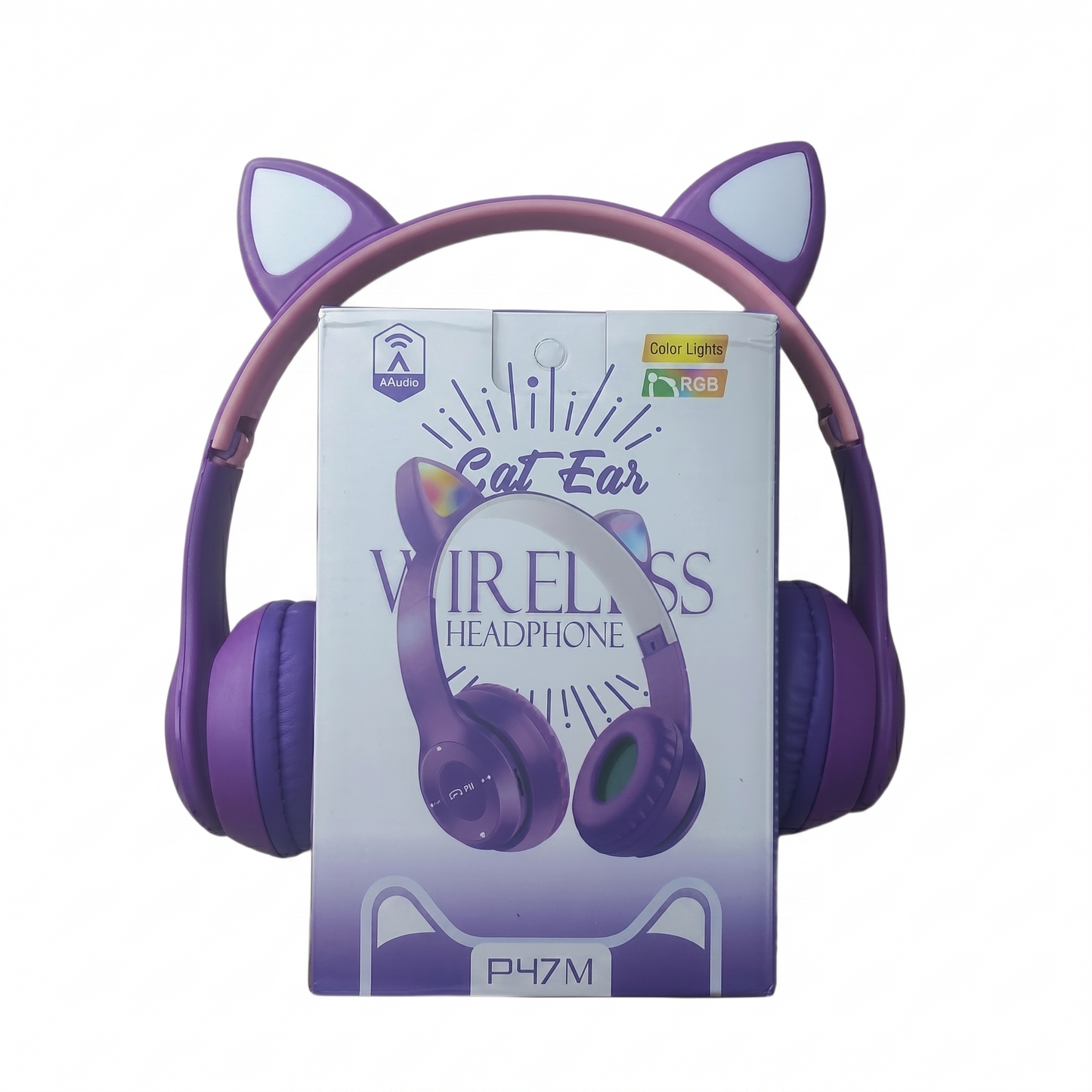 P47M Cat Ear Wireless RGB Headphones