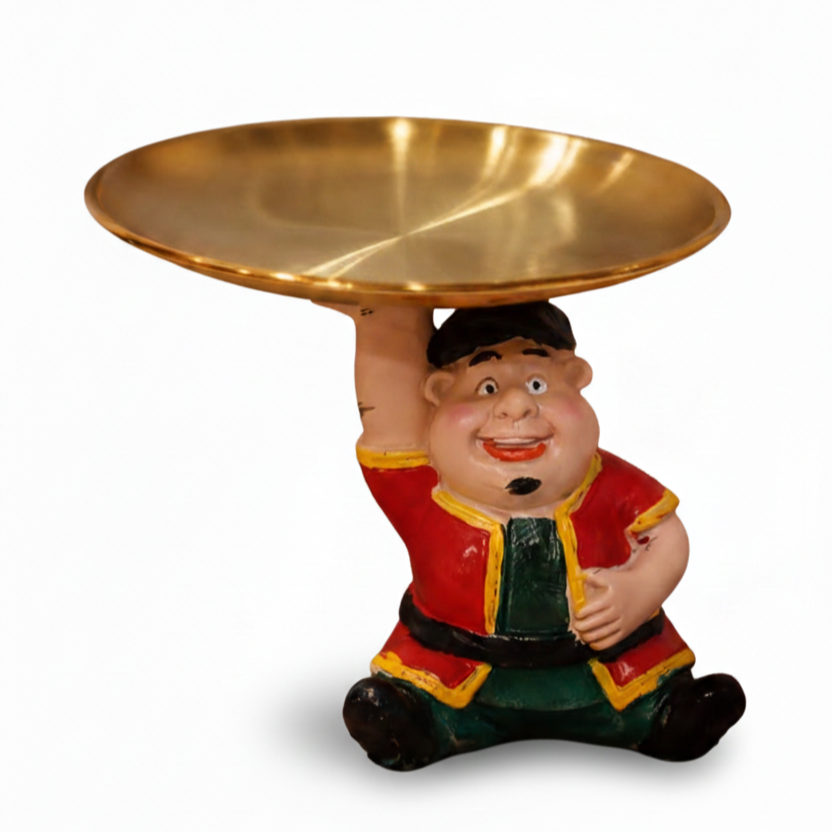 Charming Chef Figurine Gold Serving Tray