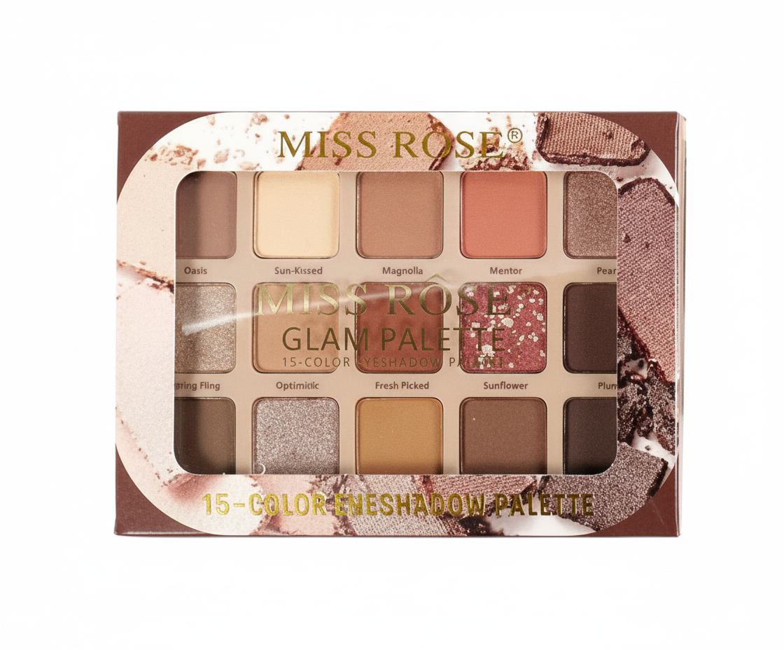 MISS ROSE Glam Palette – 15-Color Eyeshadow Collection