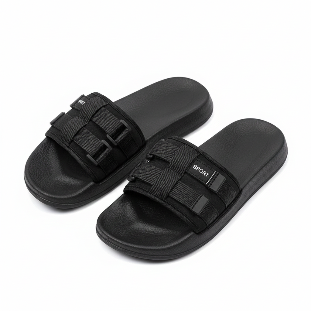 Sleek Black Sport Slide Sandals