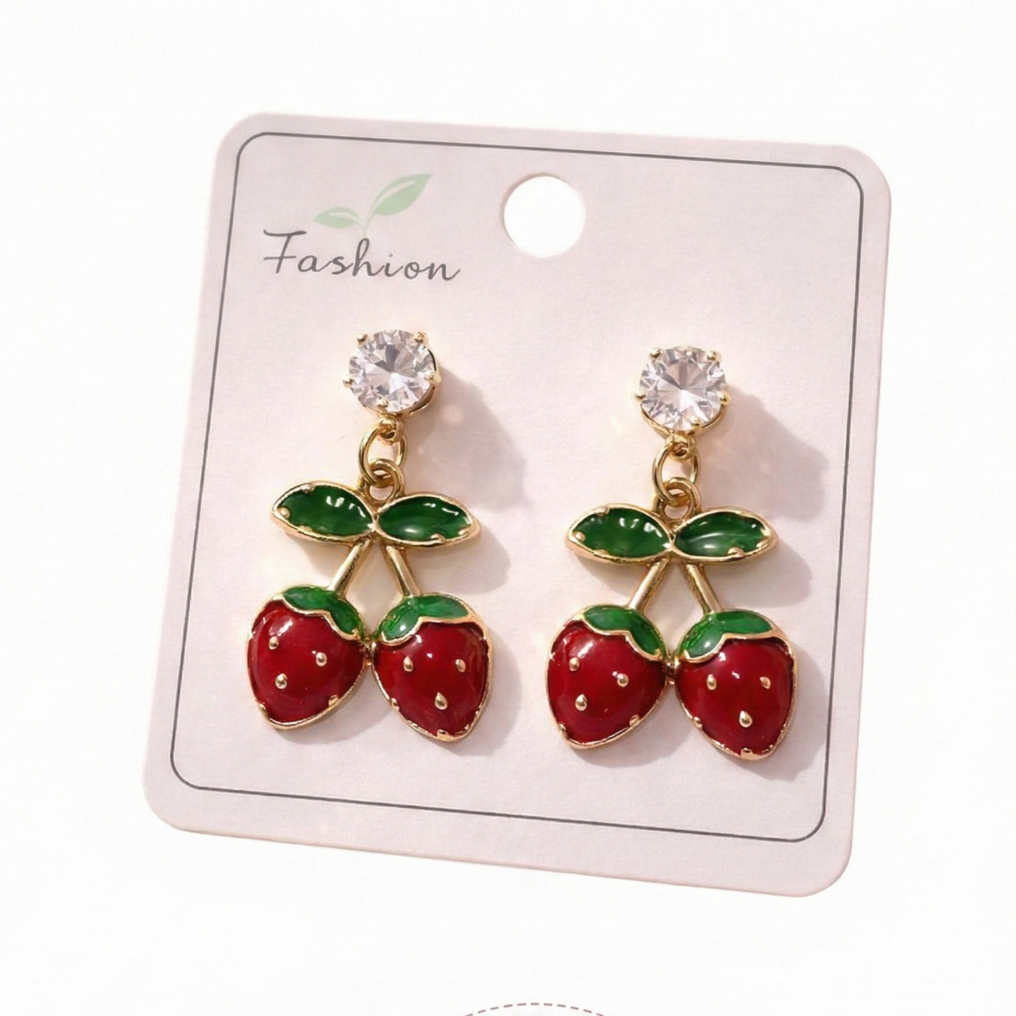 Enamel Strawberry Drop Earrings