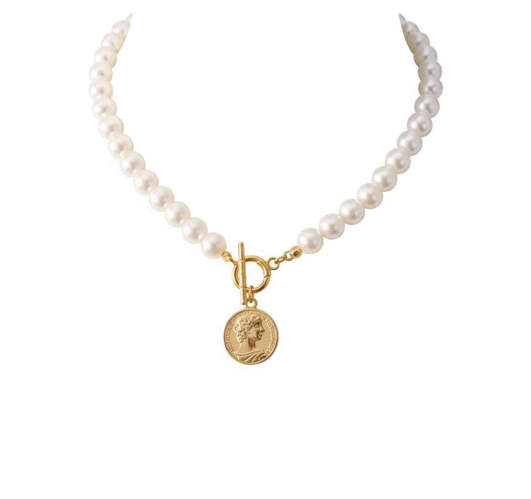 Elegance of the Sea: Pearl Charm Necklace
