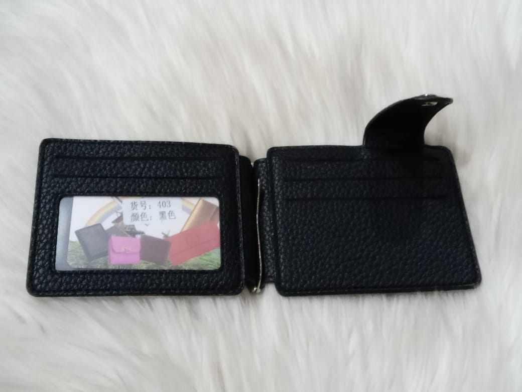 Slim Textured Leather Money Clip Wallet