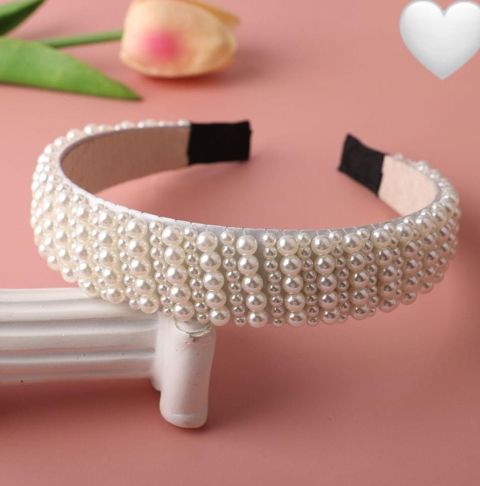 Elegant Multi-Row Pearl Encrusted Headband
