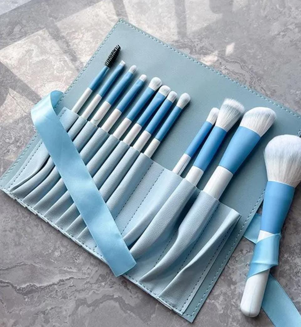 12-Piece Sky Blue Professional Brush Set