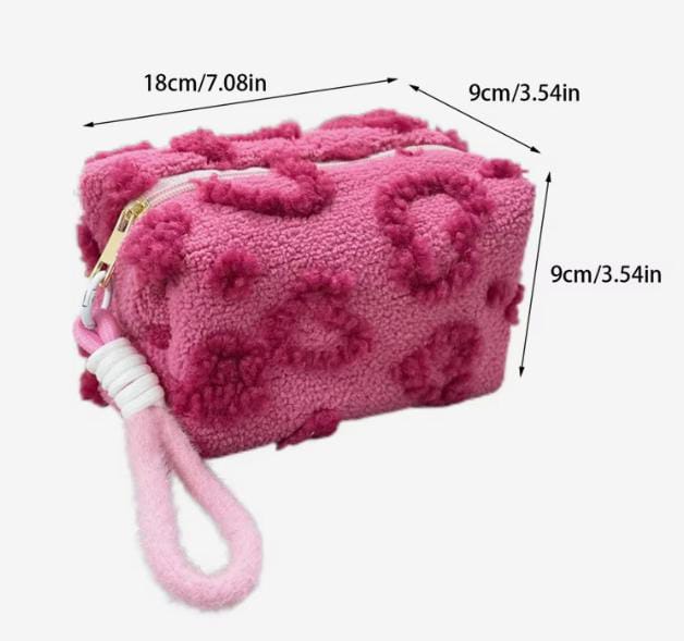 Chic Fuzzy Leopard Cosmetic Bag