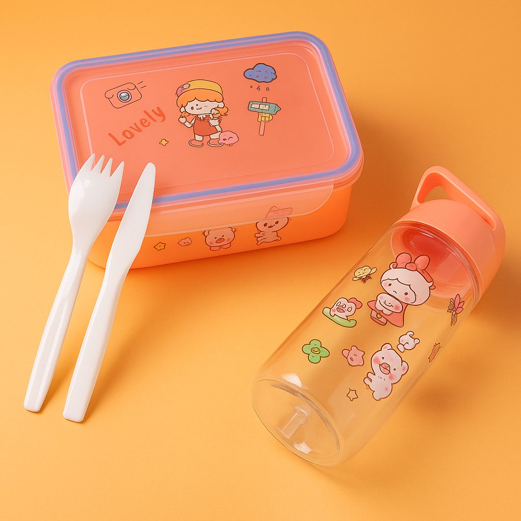 Kids Lunch Box & Water Bottle Set – 3 Color Options