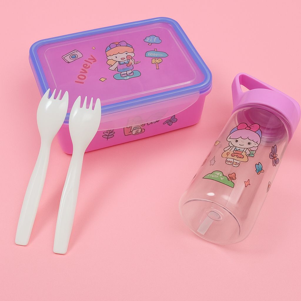 Kids Lunch Box & Water Bottle Set – 3 Color Options
