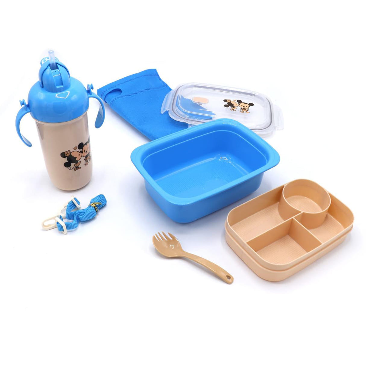 Cartoon Kids Lunch Box & Water Bottle Set