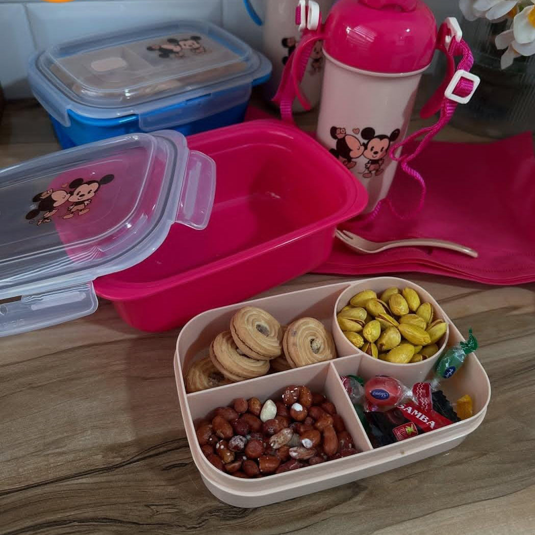 Cartoon Kids Lunch Box & Water Bottle Set
