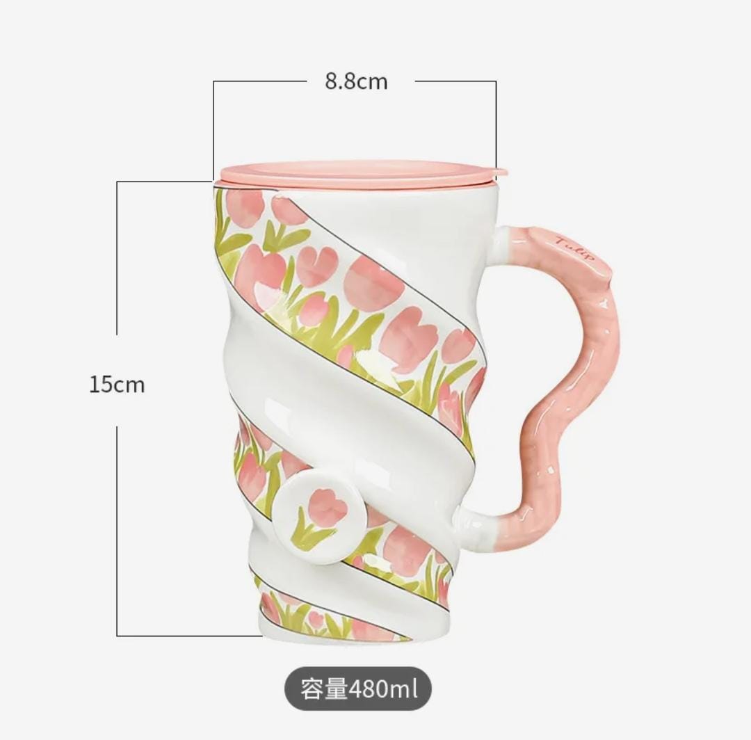 Tulip Twist Ceramic Travel Mug