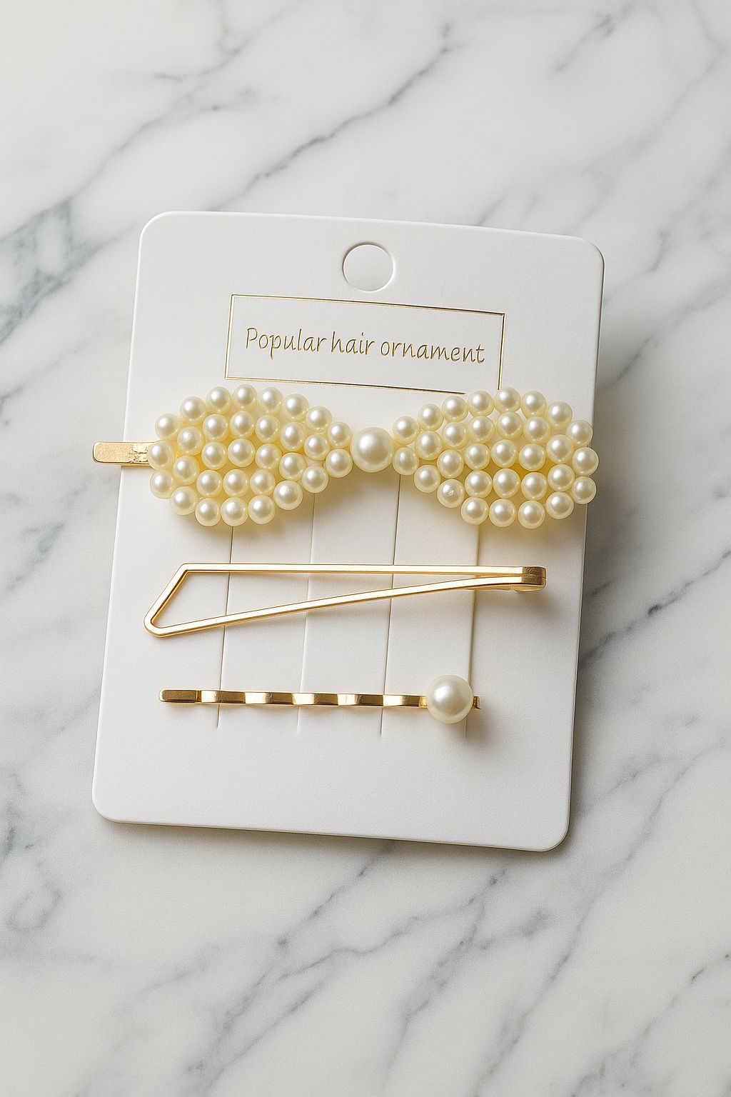 Elegant Gold & Pearl Hair Clip Set