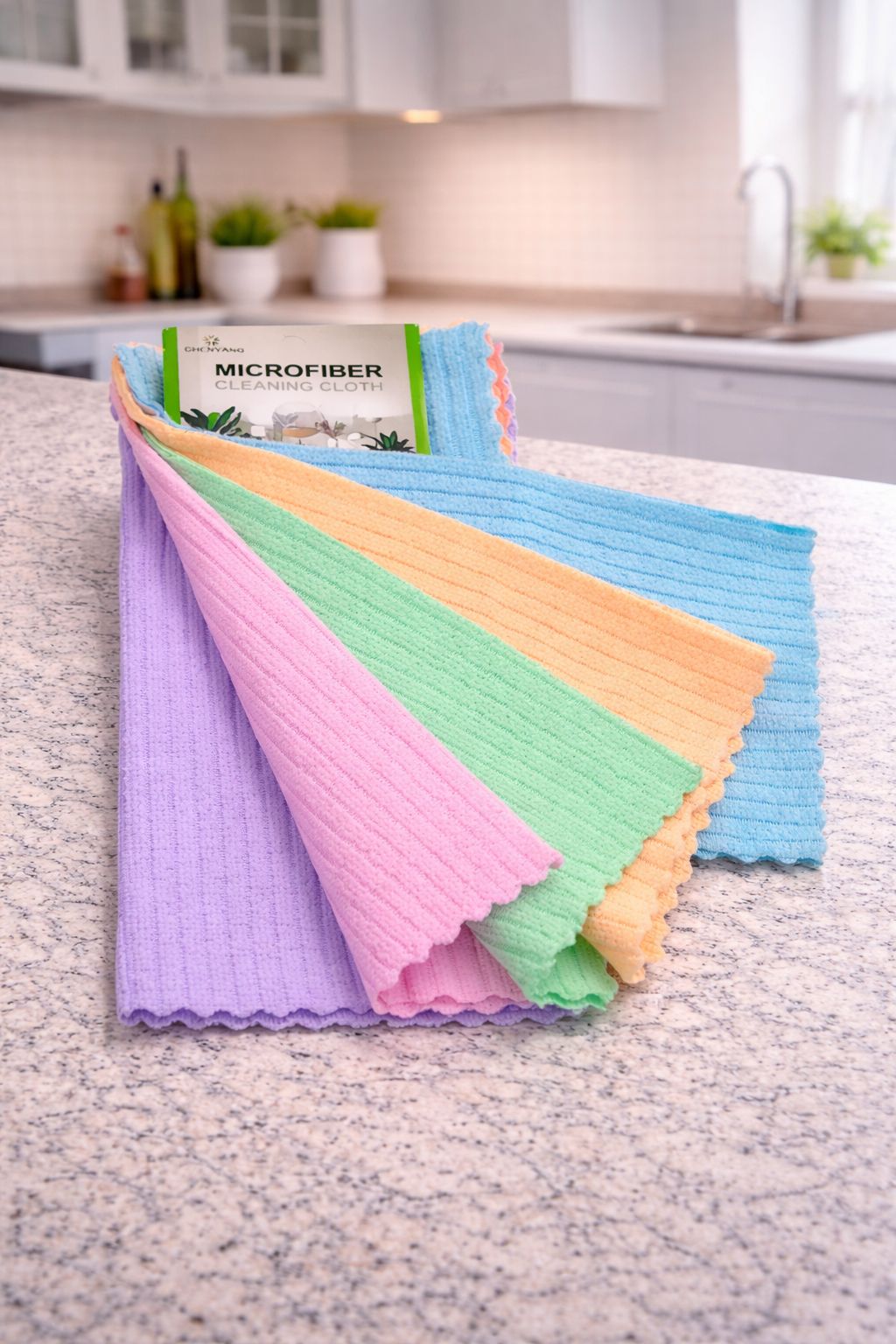 Premium Ribbed Microfiber Cleaning Cloth Set - 5 pieces