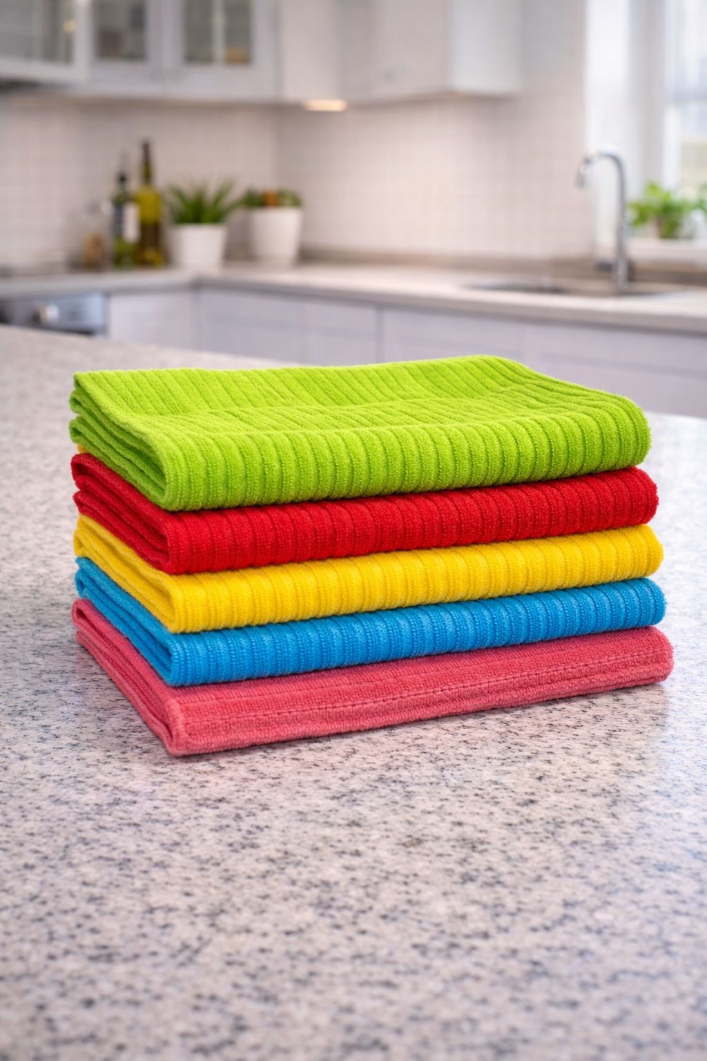 Ultra-Absorbent Ribbed Microfiber Kitchen Cloths - 5 pieces