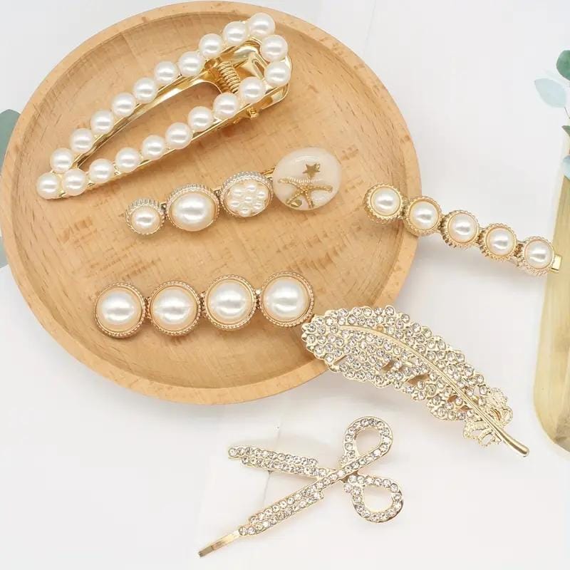 Elegant Pearl & Crystal Hair Clip Set