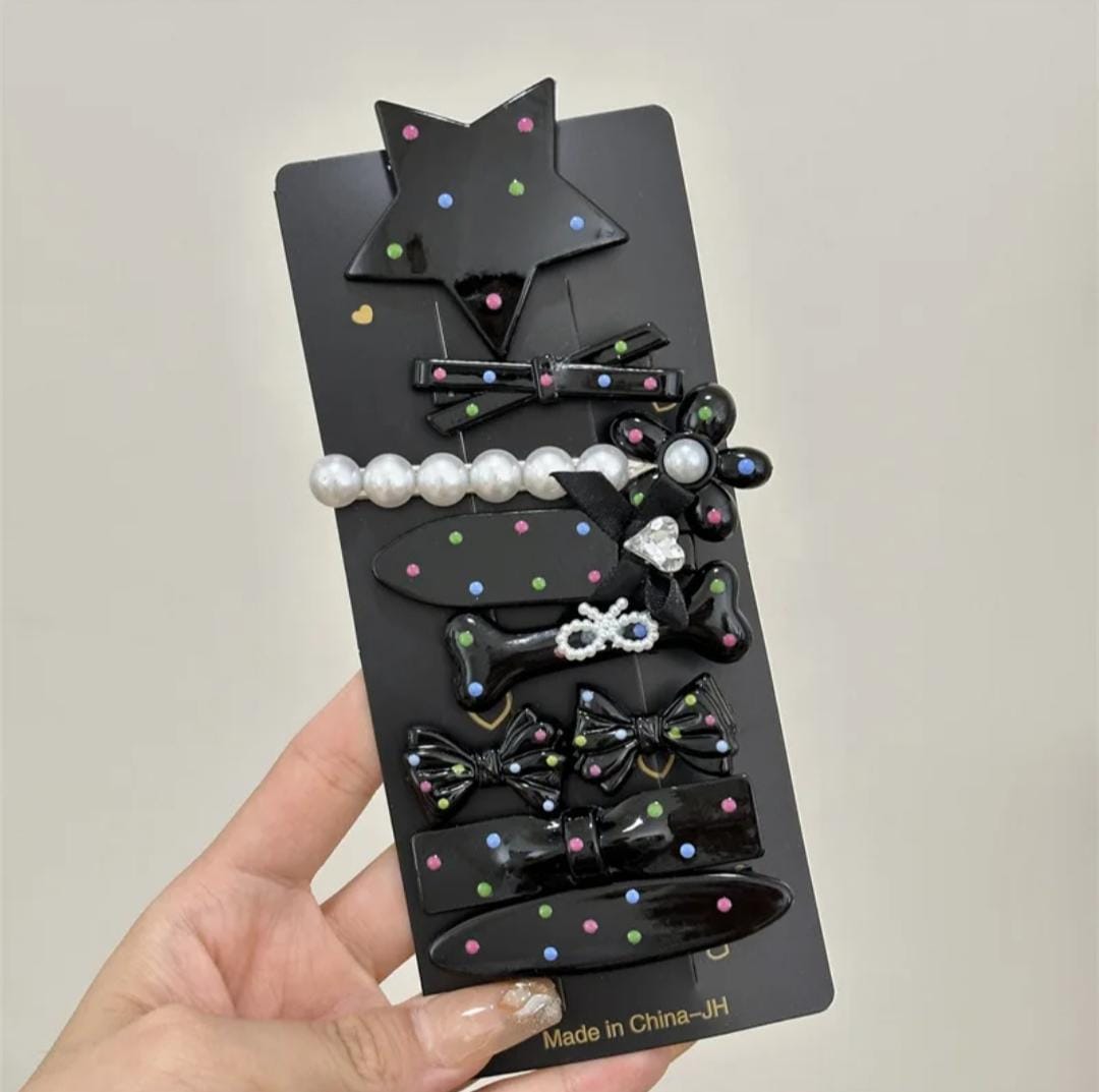 Y2K Polka Dot Hair Clip Aesthetic Set