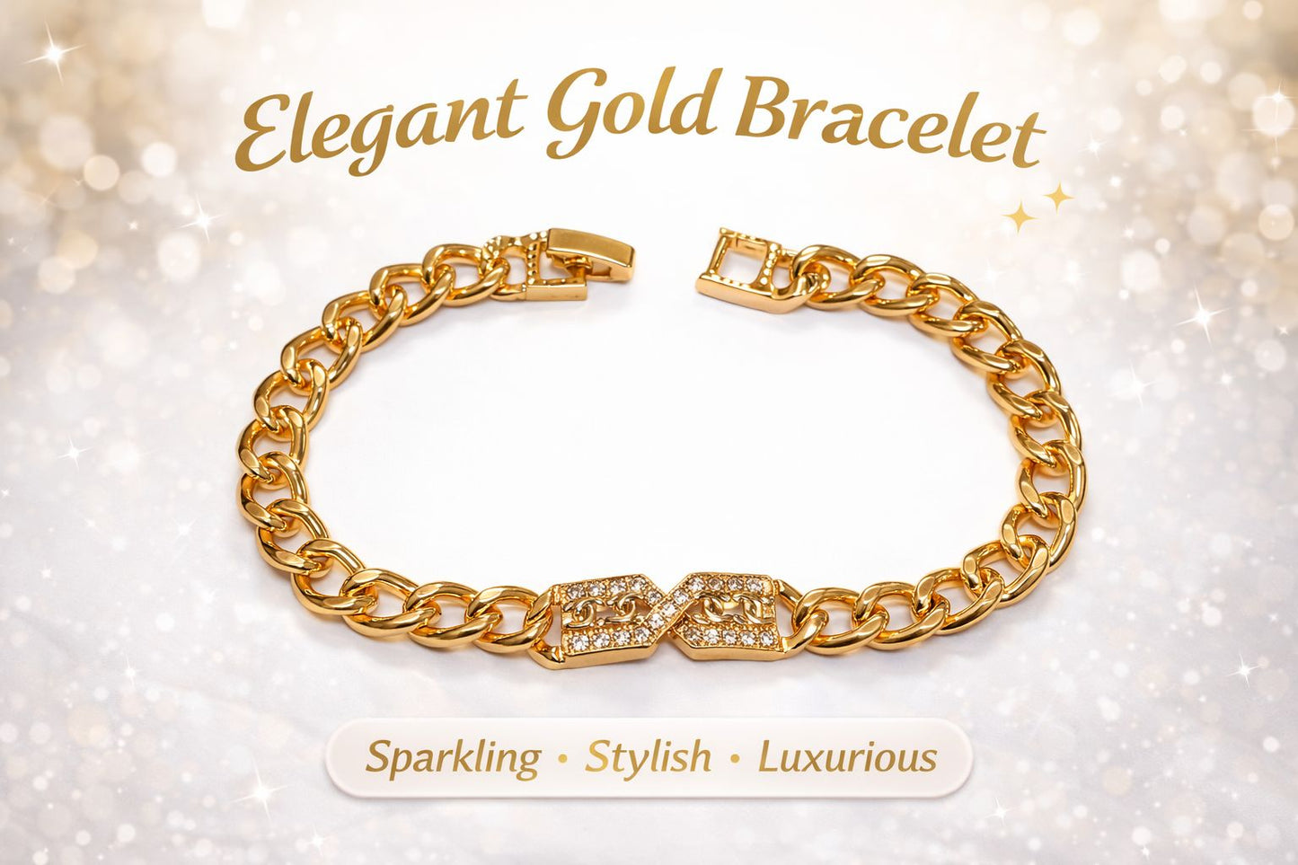 Elegant Gold Crystal Link Bracelet