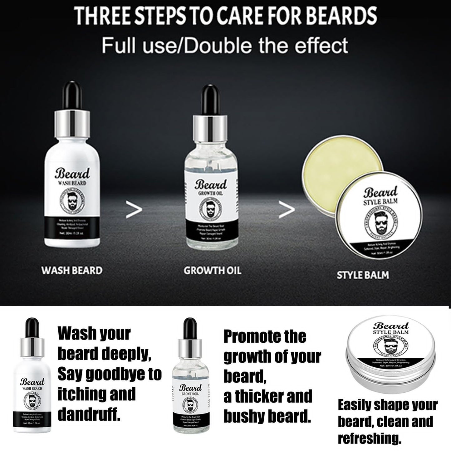 Professional 3-Step Men's Beard Care Kit