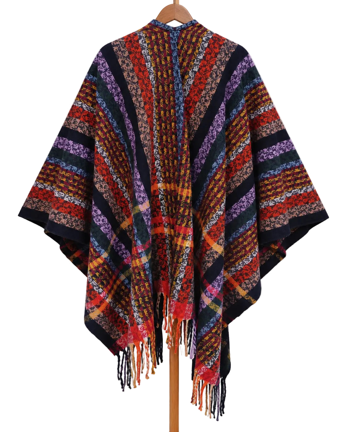 Bohemian Printed Shawl Poncho – Colorful Pattern