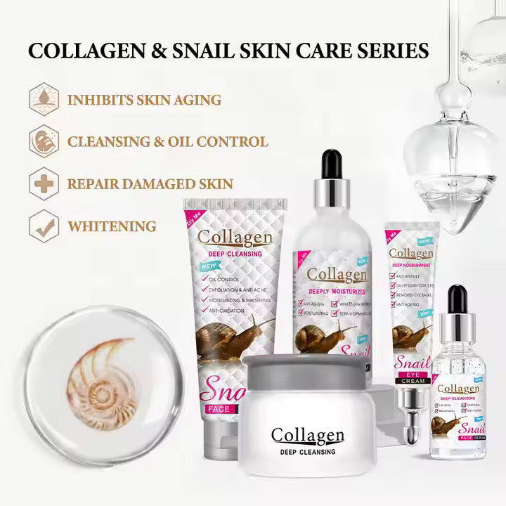 Collagen & Snail Extract Skin Care Set – 5-in-1 Anti-Aging, Whitening & Repair Kit
