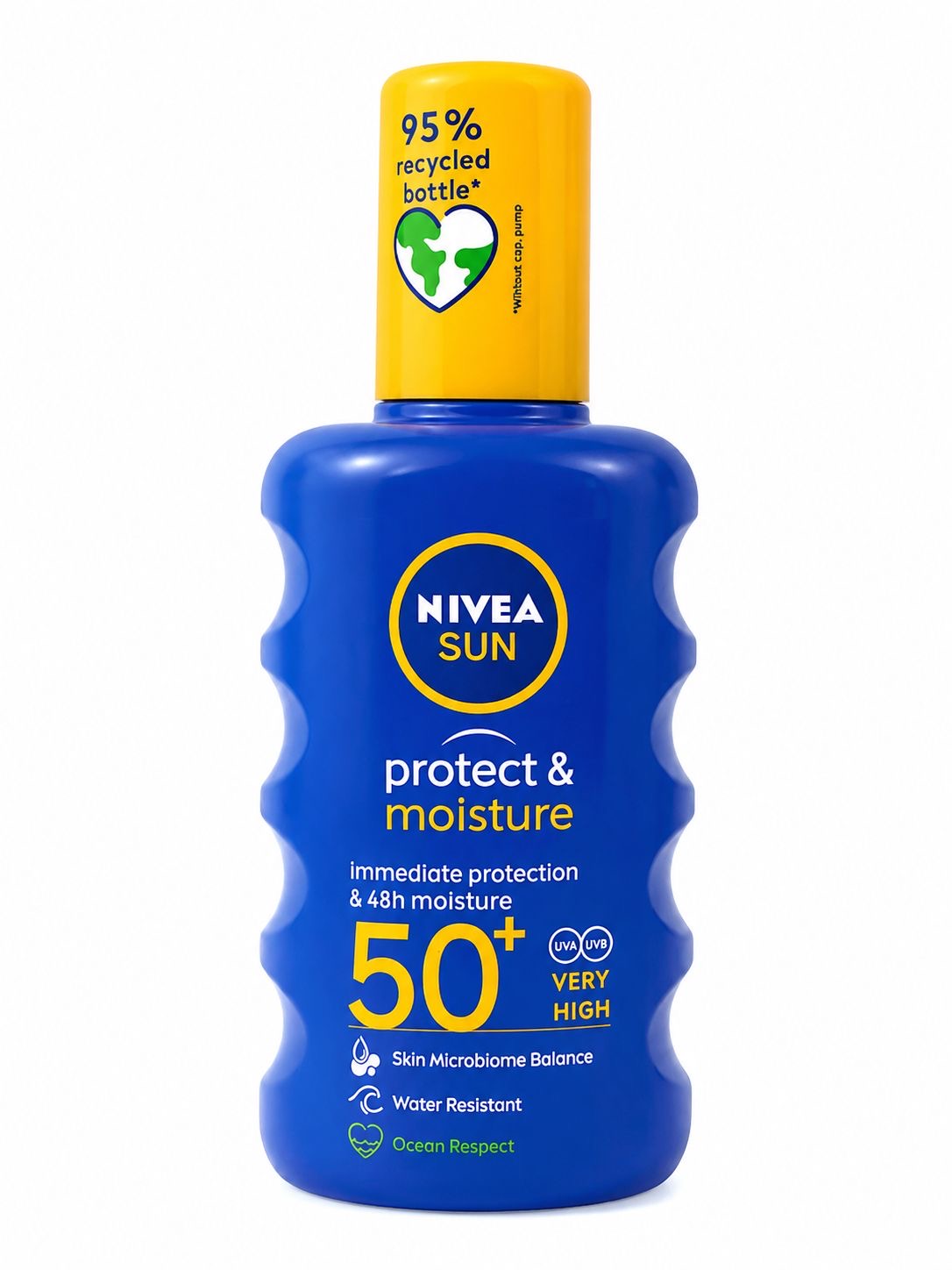 NIVEA SUN Protect & Moisture SPF 50+ sunscreen lotion.