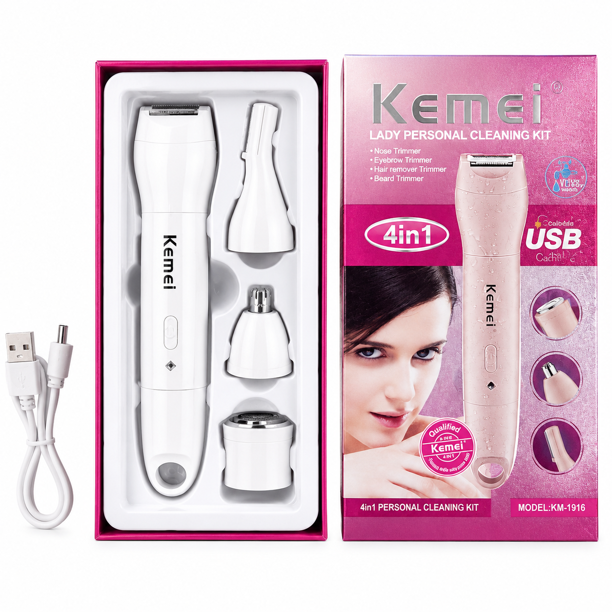 Kemei 4-in-1 Lady Personal Cleaning Kit (KM-1916)