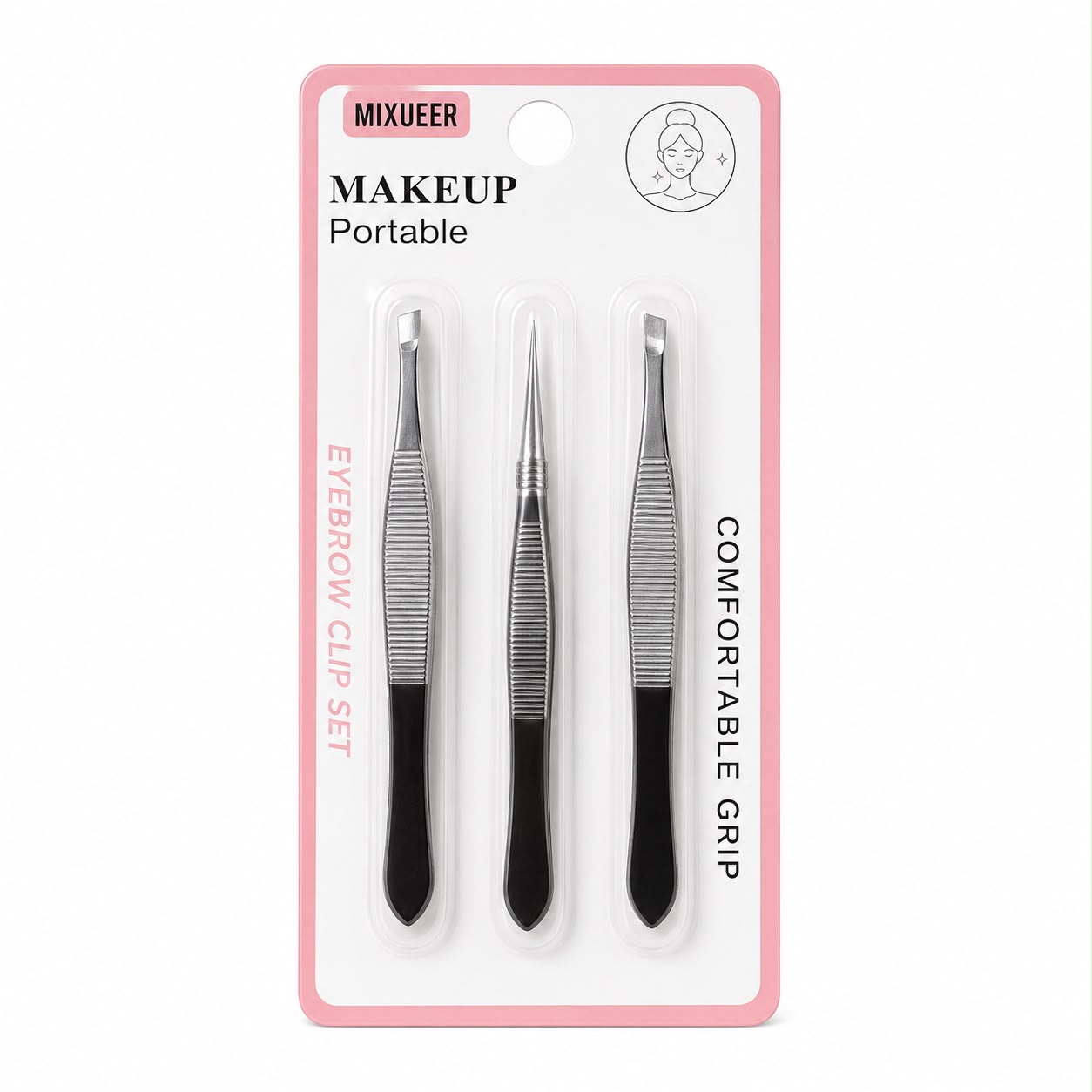 MIXUEER Eyebrow Tweezers Set – 3 Pieces