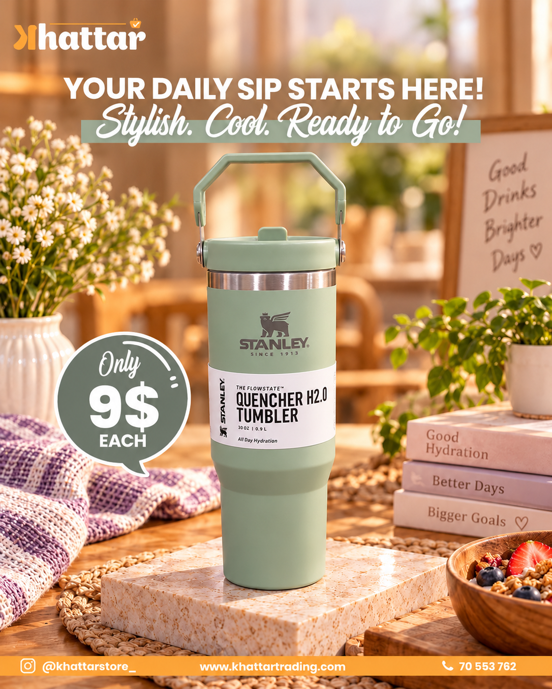 Stanley 900ml Insulated Tumbler with Handle & Straw