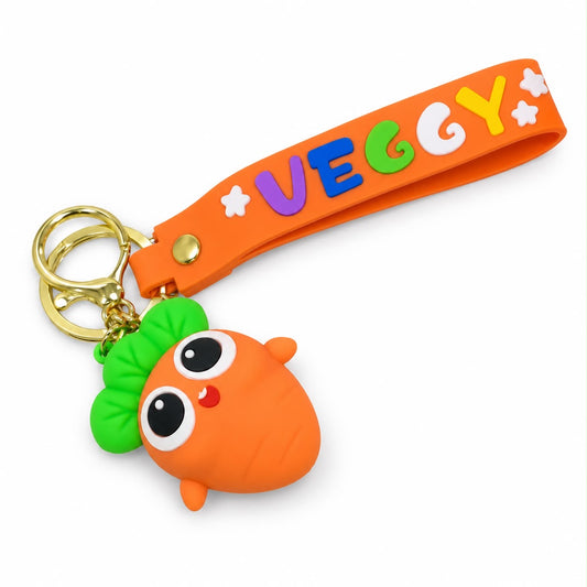 Cute Veggy Cartoon Keychain with Wrist Strap