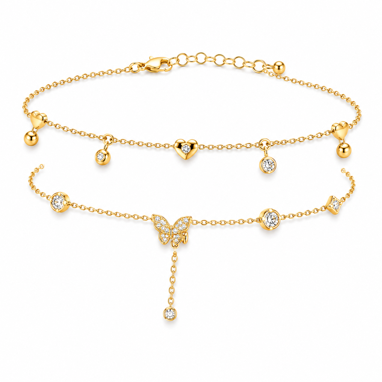 Luxury Gold Butterfly Anklet Set